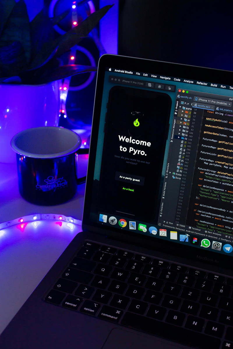 Coding on laptop
